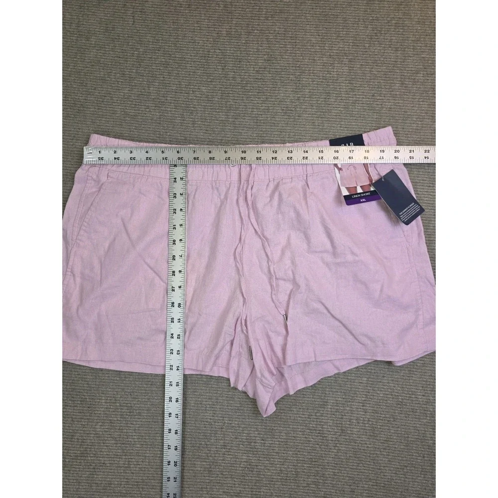 Gap Womens Linen Pull On Shorts Pink Linen Blend Relaxed Pockets Plus Size XXL